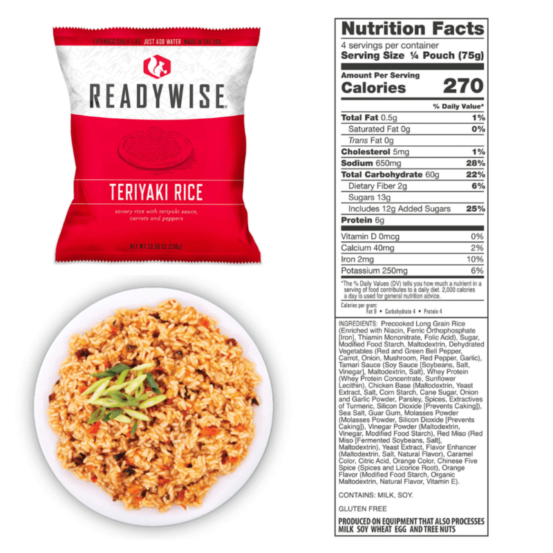 Readywise pearoad 60 söögikorda teriyaki riis