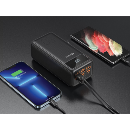 Võimas akupank Sandberg® 130W 50 000mAh laadib täiskiirusel ka sülearvuteid ning pakub kiiret USB-C PD laadimist ja võimalust laadida kuni 5 seadet korraga.