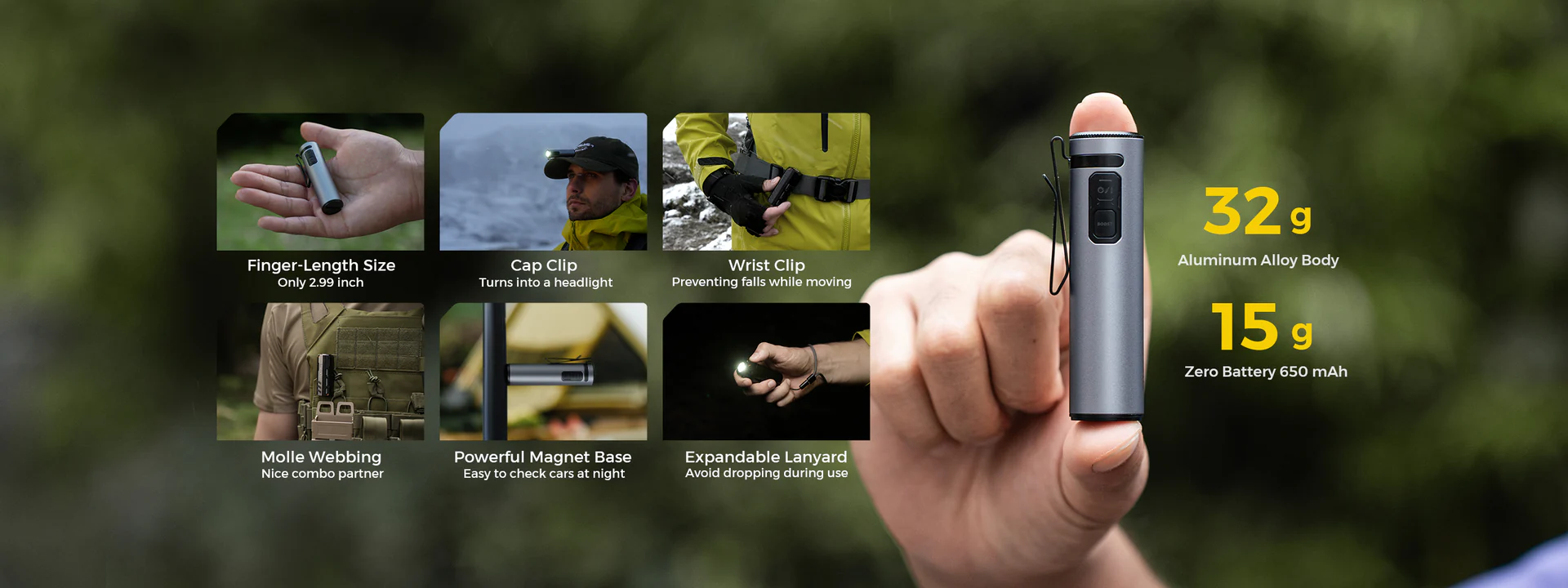 Taskulamp ZERO ULTRA 1200Lm on ülikompaktne ja kerge taskulamp kuni 1200 luumeniga, mitme valgusrežiimi, IP67 kaitse ja USB-C laadimisega.