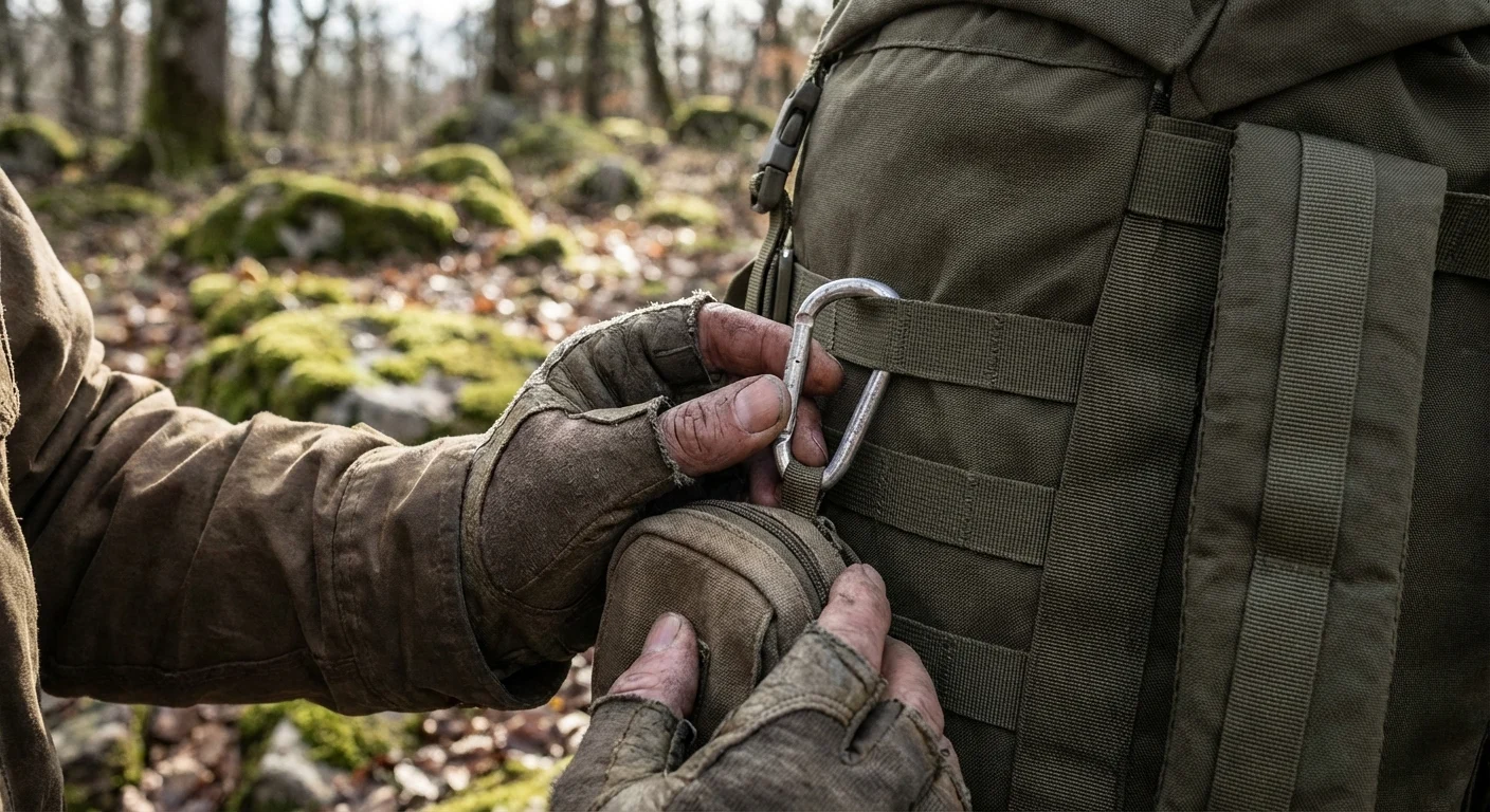 Wykorzystanie karabińczyka w systemie MOLLE