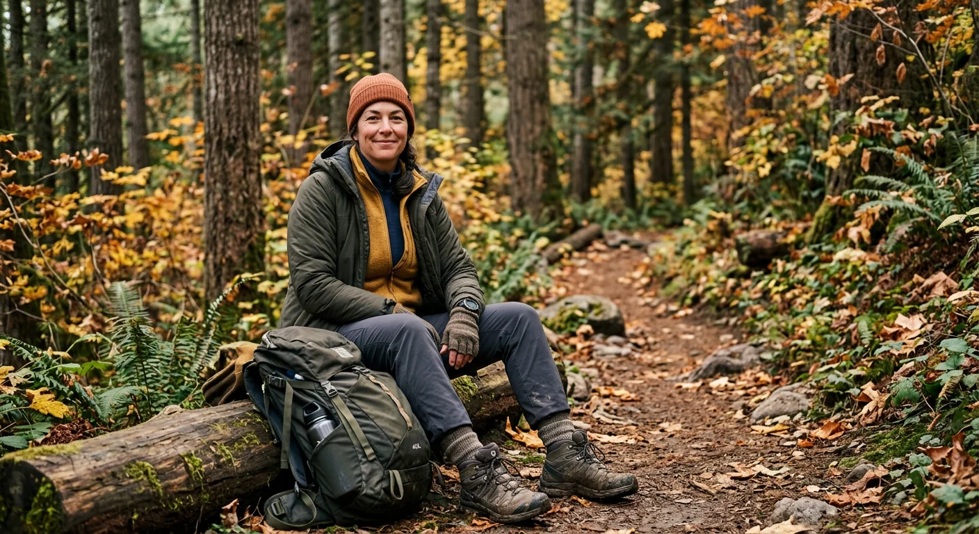 turystka podczas przerwy w lesie